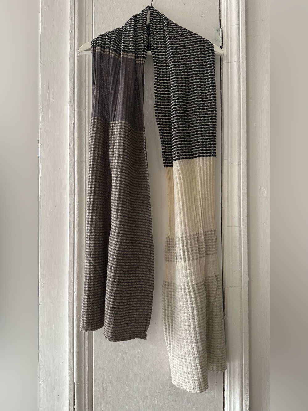 Madewell 1937 label Striped Knit Scarf in Black, Gray & Cream